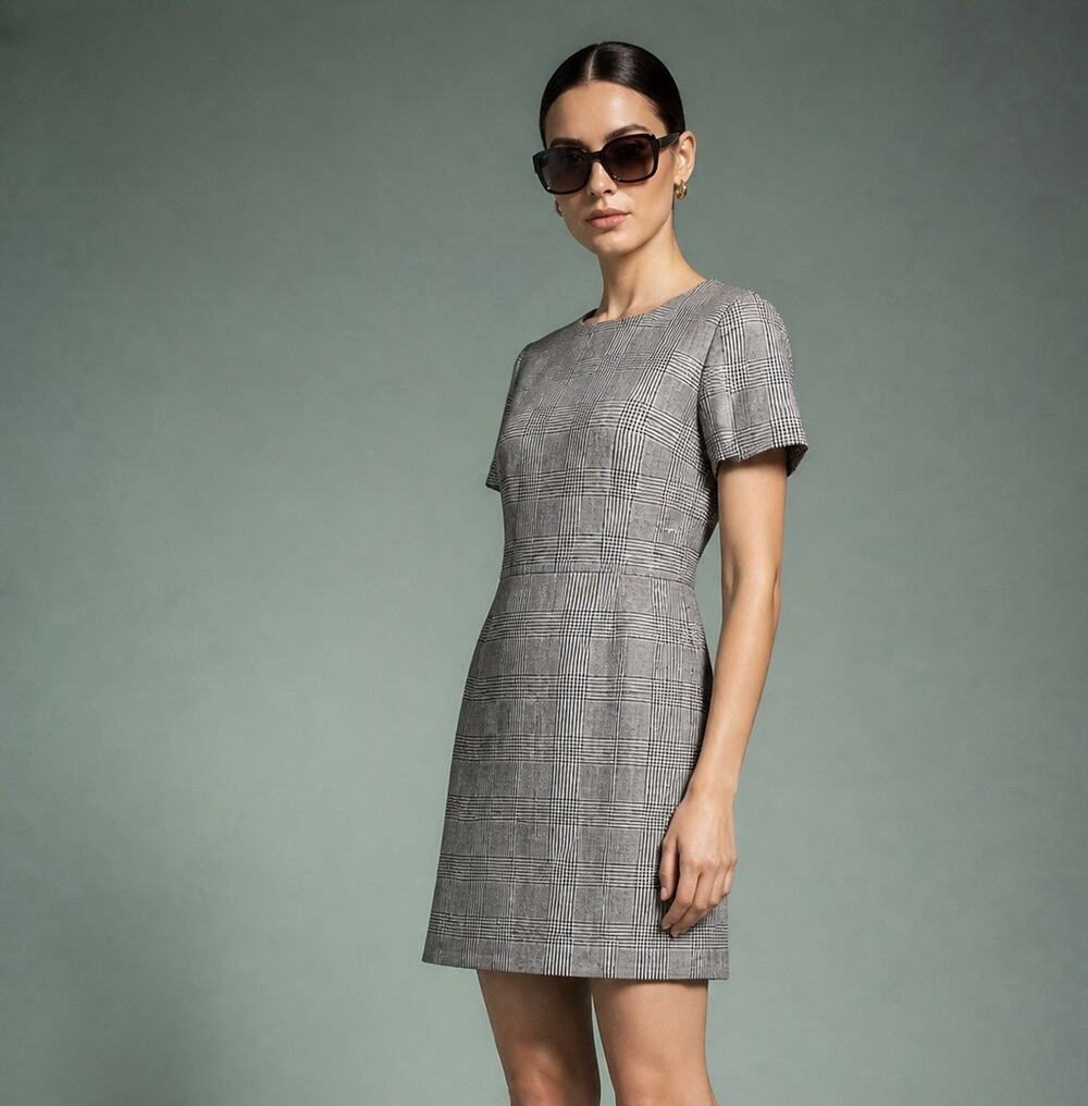Banana Republic Wool Blend Sheath Office Career Plaid Dress Academia Women's 8